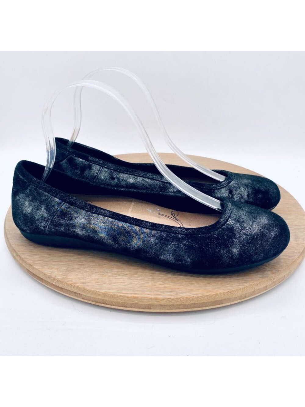Taos Shoes Womens 8 Black Leather Tie Dye Comfort Ballet Flats - Picture 7 of 11